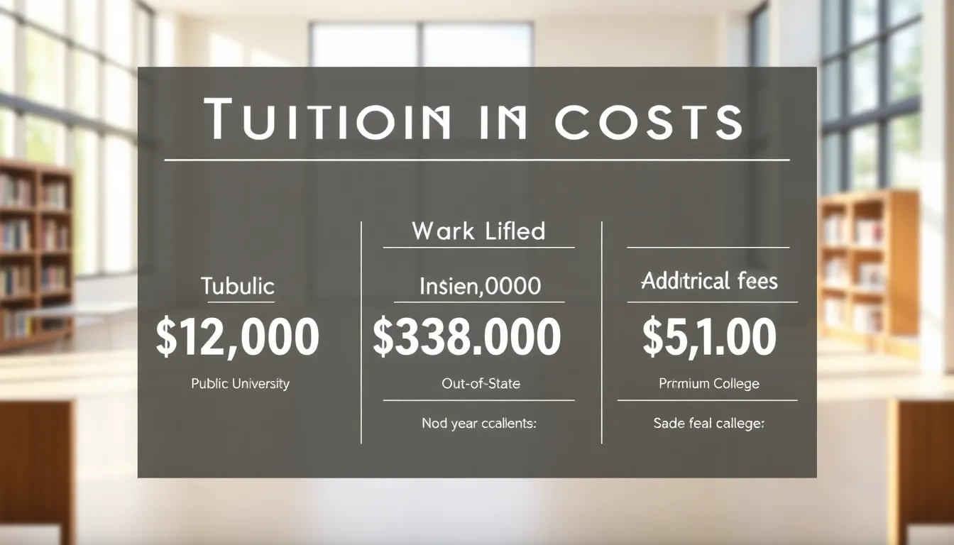 infographic showing tuition costs for Washington colleges and universities.