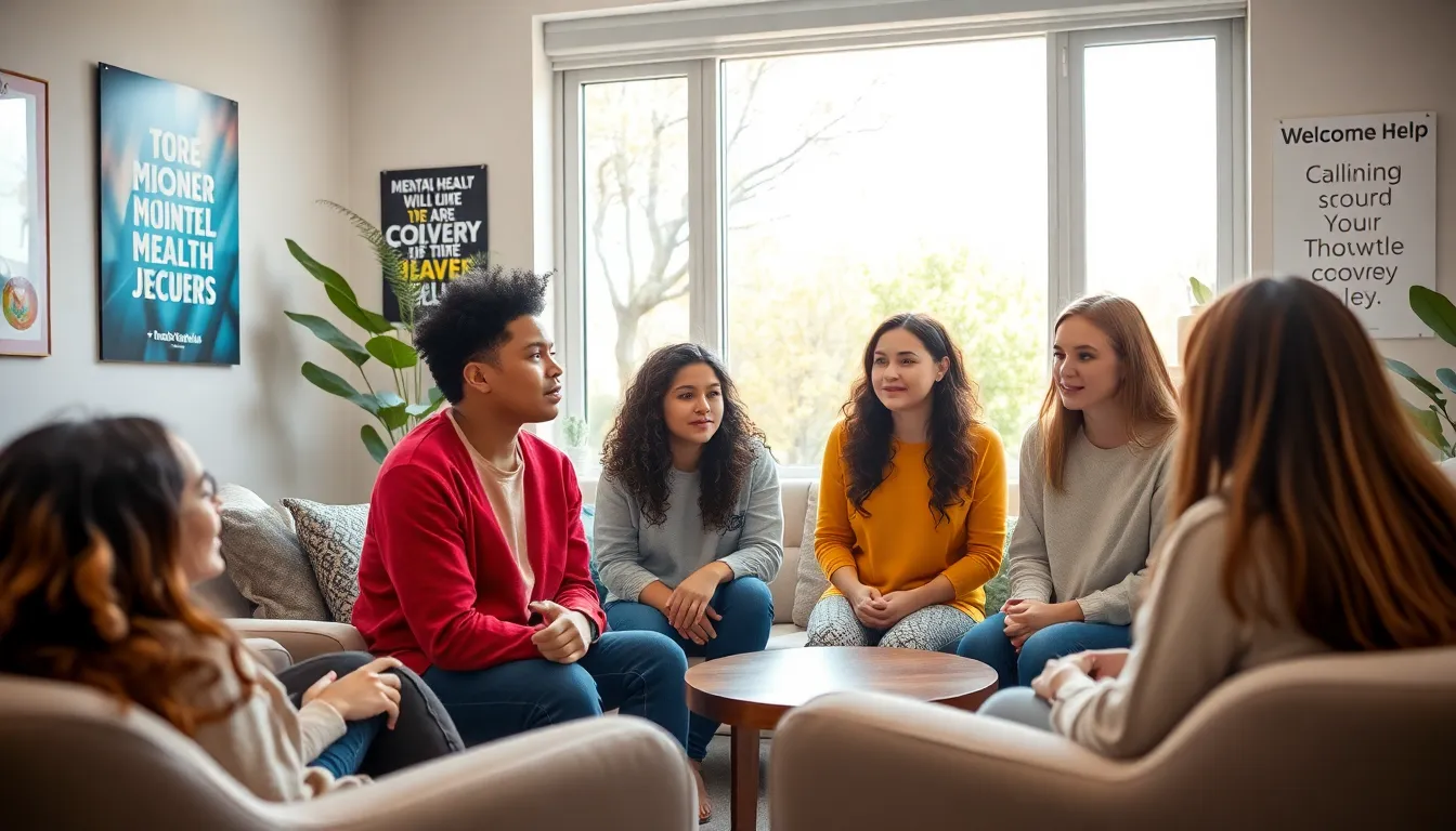 teenagers participating in a supportive therapy session in a mental health facility.
