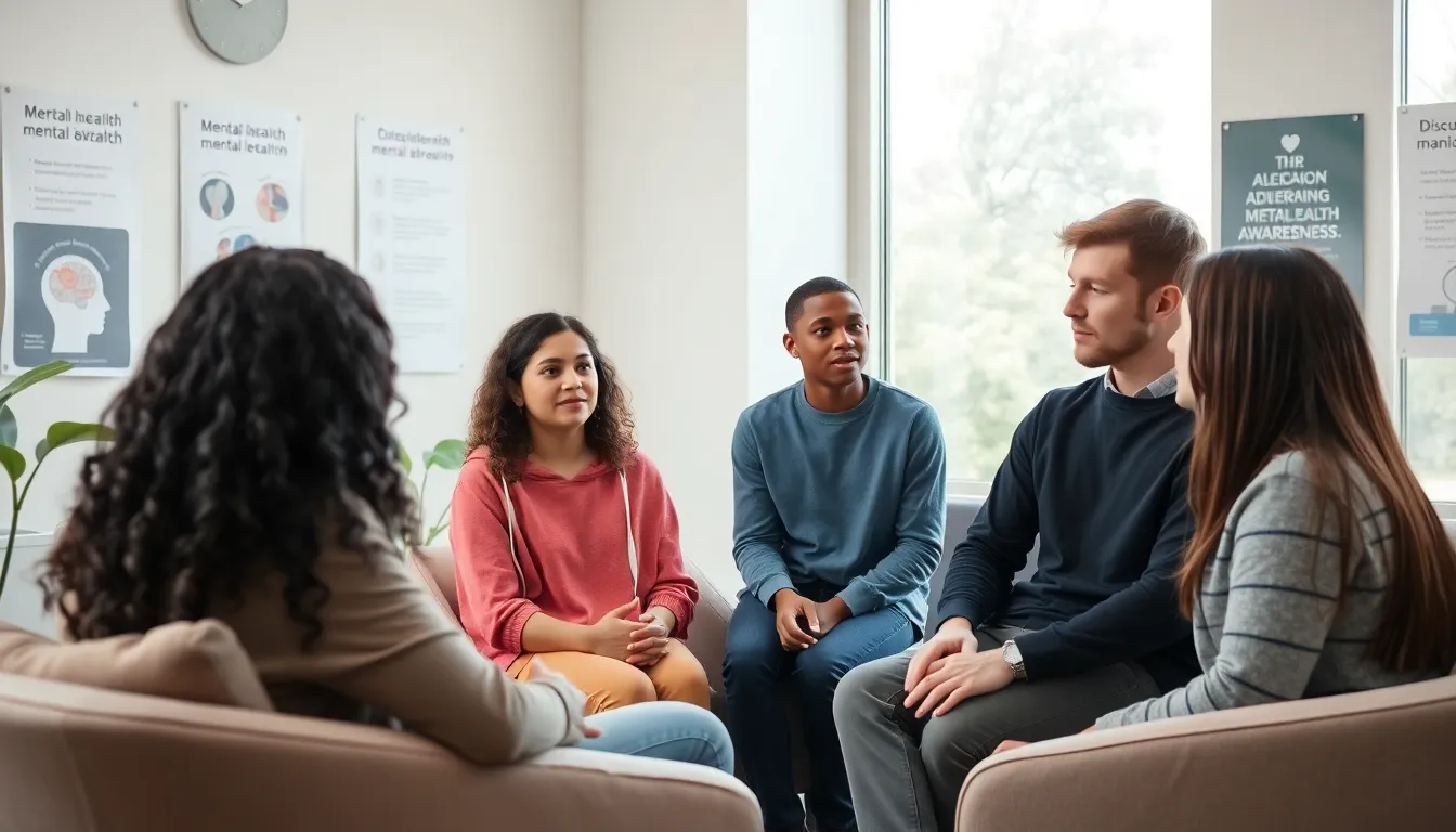 diverse group of adolescents in a supportive counseling environment.